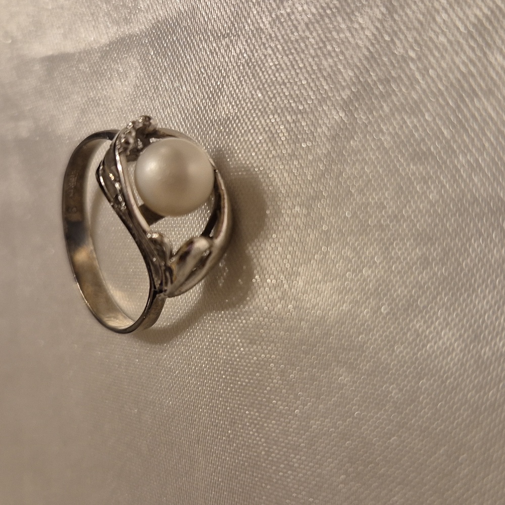 Vintage Sterling Silver Pearl Ring